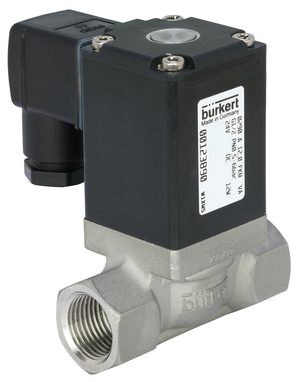 298123 BURKERT 0290-A-25,0-FF-VA-NM86-120/UC-CJ 290 NC 25MM 1 FPM SS 316L NPT 25MM 1 120VAC 145 WATT INRUSH, 10 WATT HOLD