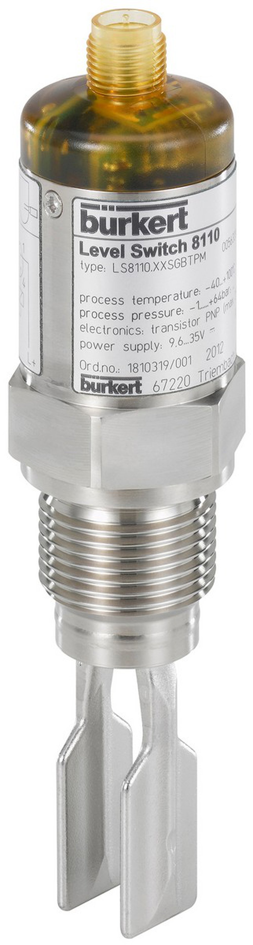 557155 BURKERT 8110-NS86-VHKL-N4-0-S1-2-BEP/DC-5 8110 NPT 1 CONNECTION SS 316L KLINGERSIL SWING FORK NIVEAU SWITCH SWITCH PC-CASE, IP65, DISPLAY, M12 PLUG (1X) 10-35VDC OPENCOLLECTOR PNP