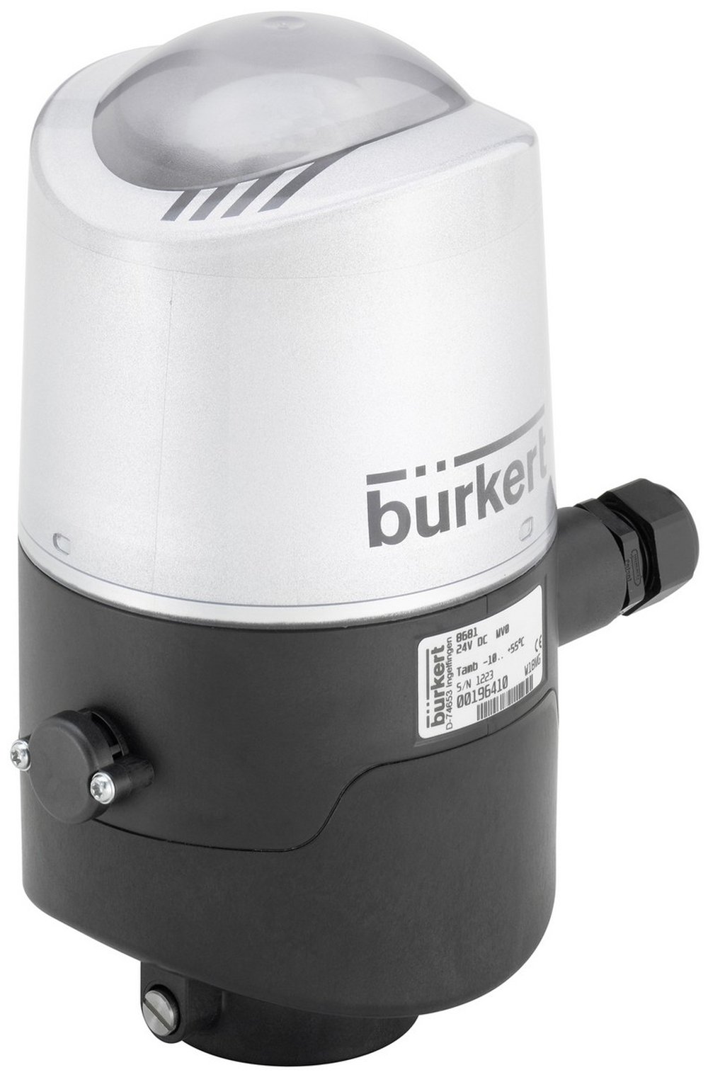 196411 BURKERT 8681-B-E-IX-E-0-SR-GV-0-00-E-0-0 8681 B CONTROL HEAD SINGLE ACTING WAY, INTERNAL 24VDC SCREW CLAMP, CABLE SCREWING G 1/4 SS 4 BINARY OUTPUTS