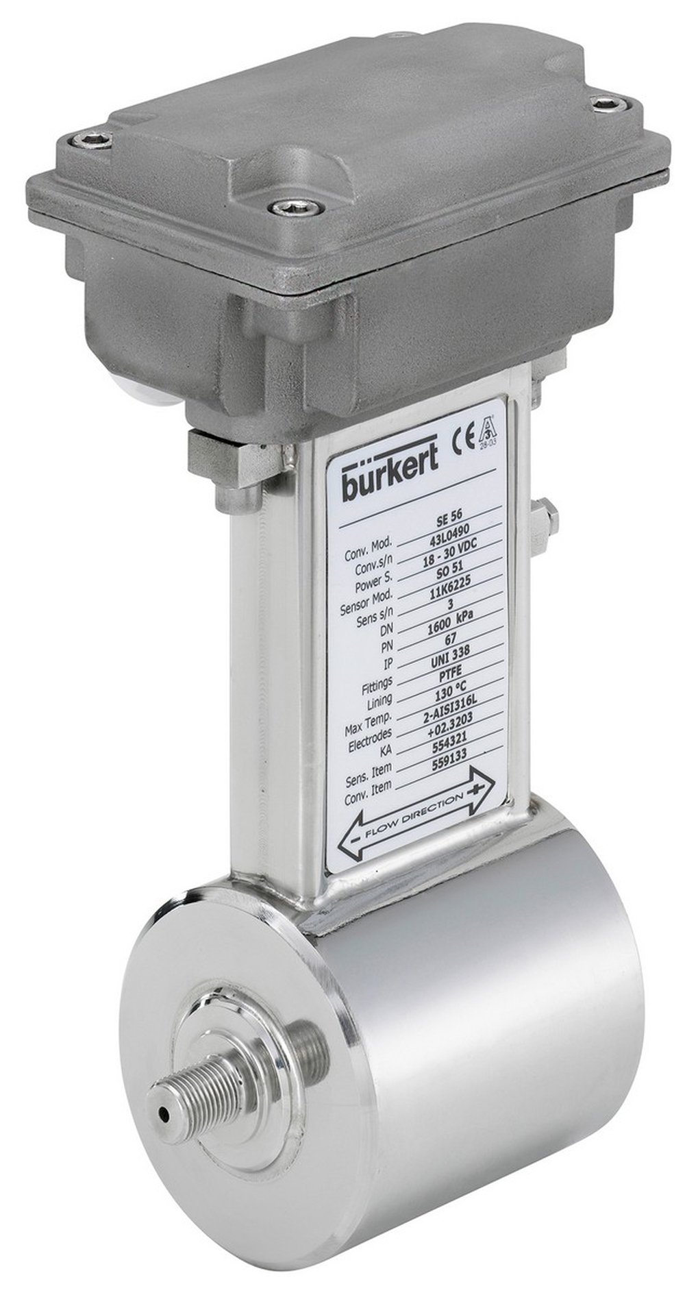 555111 BURKERT S051-10,0-16-NS84-VH-PT-FF-2-VH-3 S051 10MM 3/8 16 BAR NPT 1/2 SS 316L PTFE FPM 2 ELECTRODES SS 316L COMPACT VERSION IP67