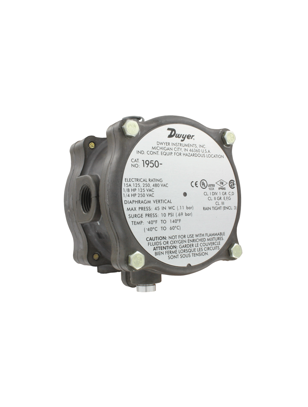 1950P-8-2F DWYER DIFFERENTIAL PRESSURE SWITCH