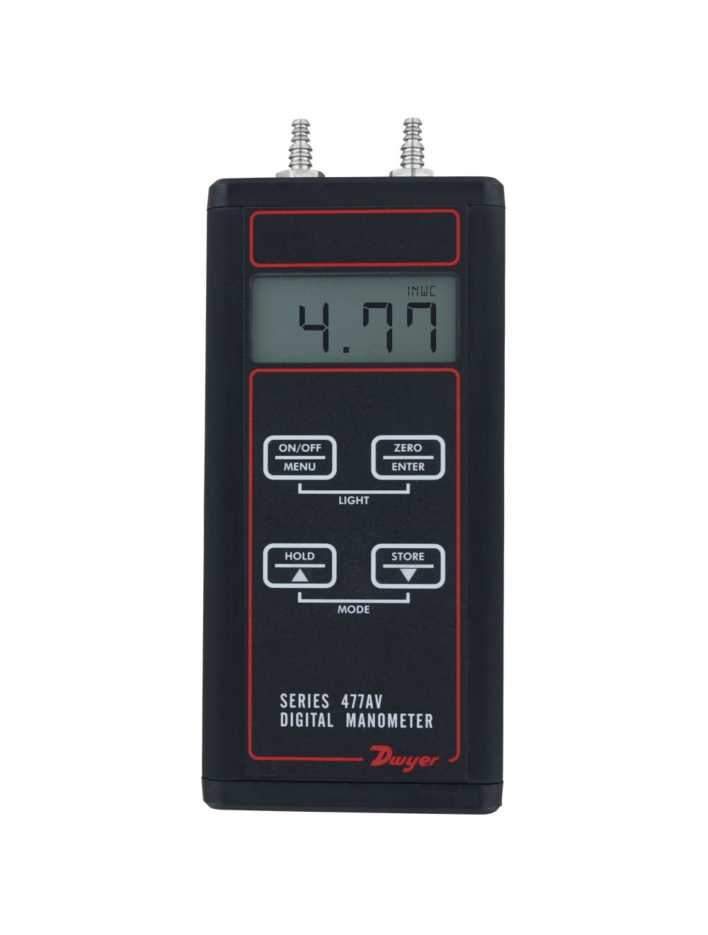 477AV-3 DYWER HANDHELD DIFFERENTIAL PRESSURE MANOMETER W/ AV AND FLOW 0-200 IN/WC RANGE