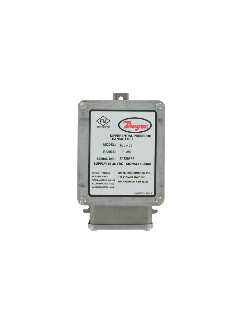 608-05 DWYER INTRINSICALLY SAFE