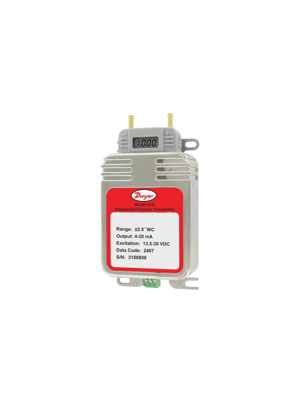 610-05C-BDV DWYER LOW DIFFERENTIAL PRESSURE TRANSMITTER RANGE 0.5" W.C.