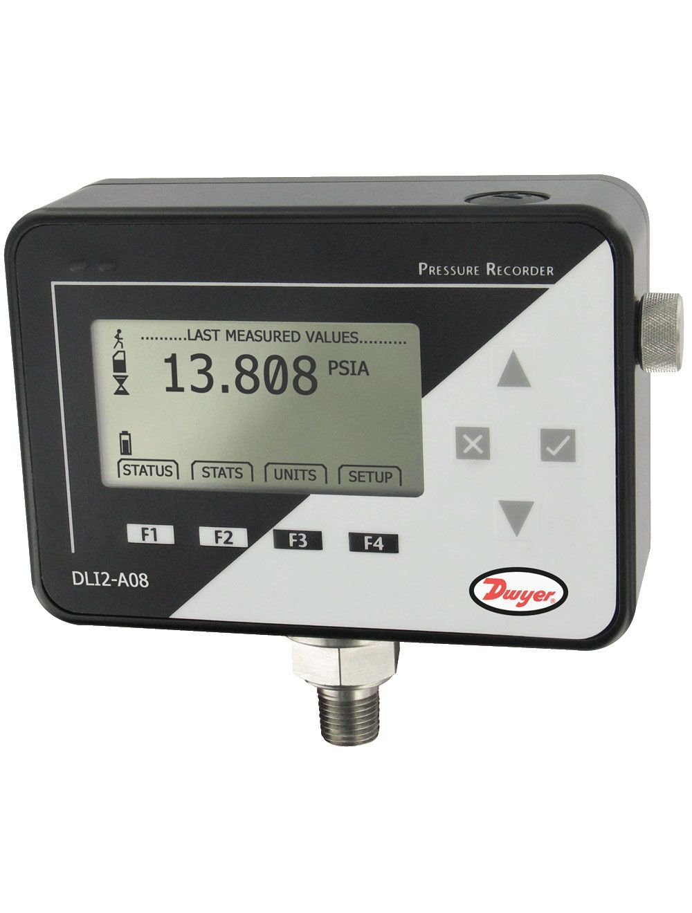 DLI2-G13 DWYER LCD PRESSURE DATA LOGGER, 0 TO 300 PSIG, 1/4" NPT FITTING