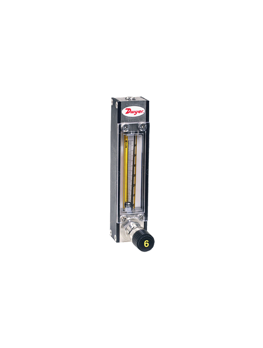 VA22435 VARIABLE AREA GLASS FLOWMETER, SS, FKM, LIQUID SERVICE WATER