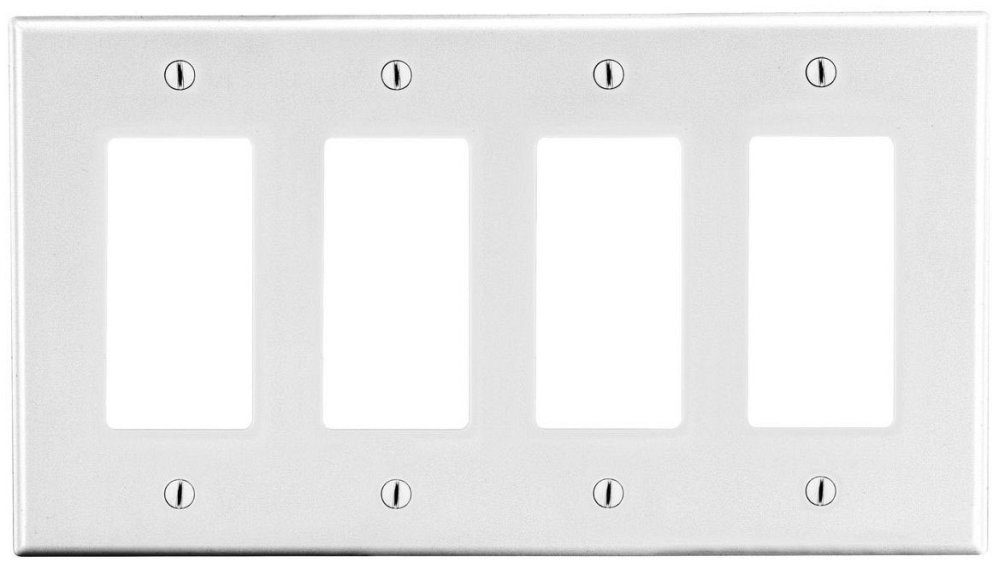 P264W HUBBELL WALLPLATE, 4-G, 4) DEC, WH