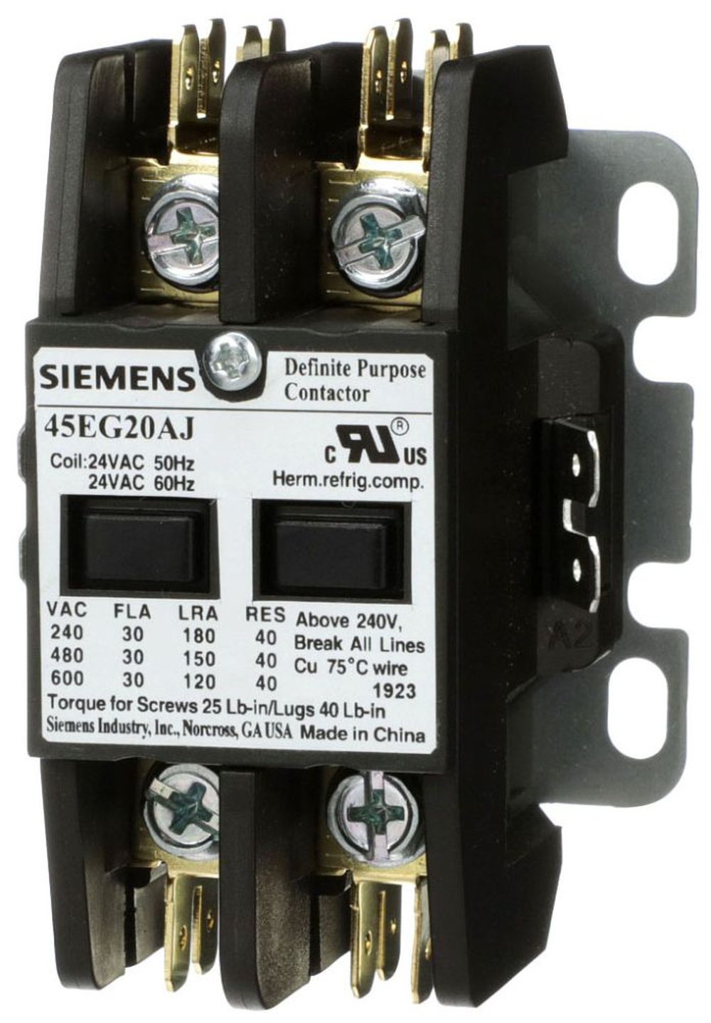 45EG20AF SIEMENS 2P CONTACTOR