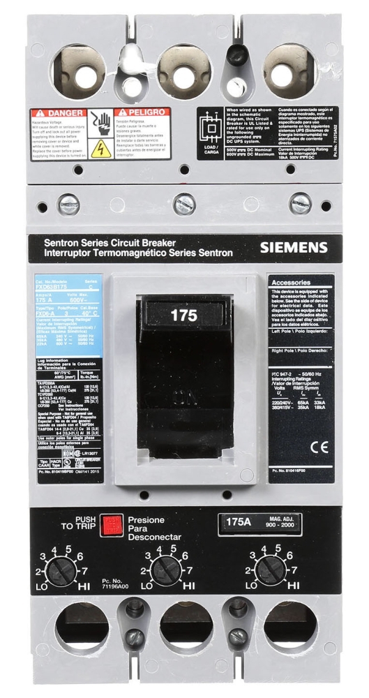 Siemens AG;Siemens Molded Case Circuit Breaker FXD63B225 Warshauer